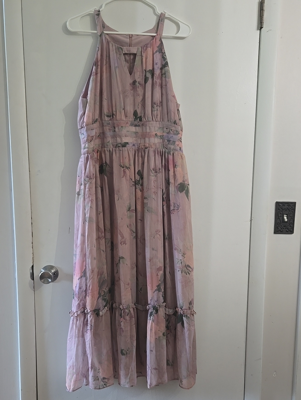 Sleeveless Pink Floral Maxi Dress - Women's